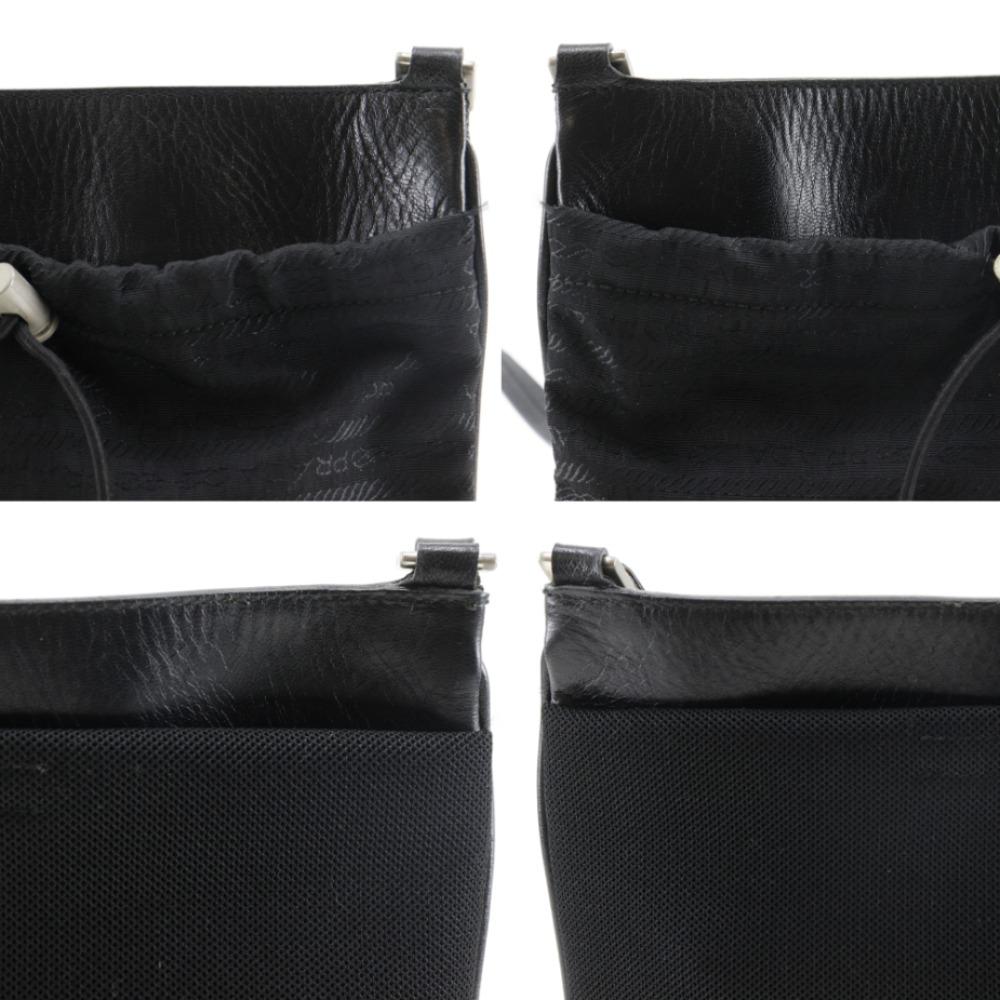 PRADA Pochette Shoulder Bag black Nylon/leather Women Used