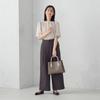 Comme Ca Ism Front and Back Gathered Blouse L Beige 2-Way 12-68CK25-205