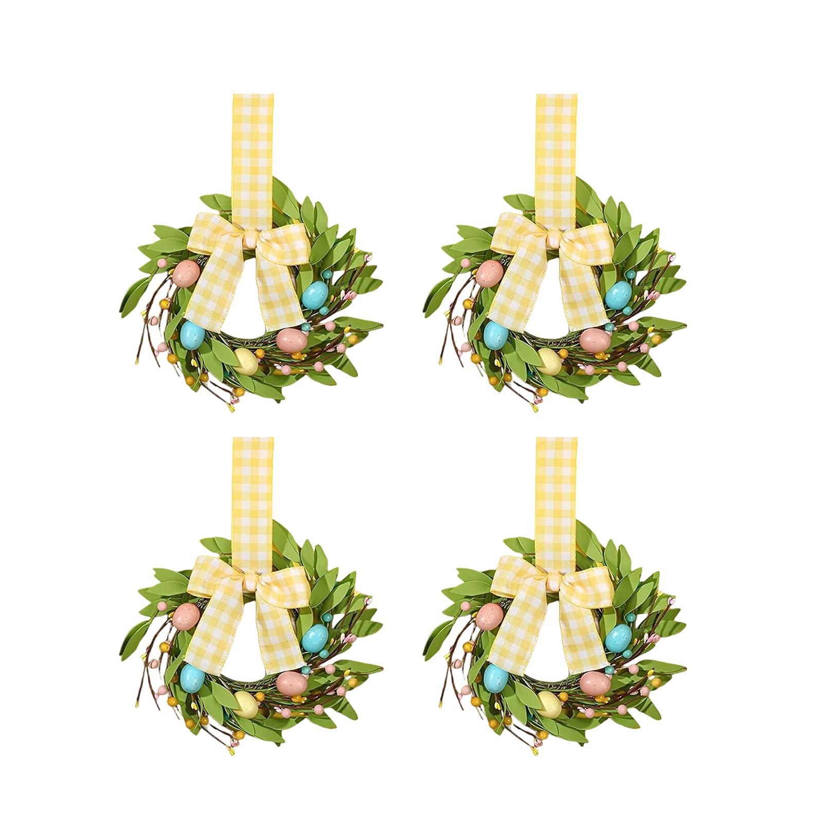 Миниатюрный пасхальный венок, Подходит для кухонных шкафов, Миниатюрный весенний искусственный пасхальный венок с яйцами.