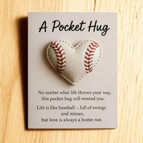 Love Heart Golf Pocket Hug with Positive Card Emotional Support Baseball Tennis Basketball Pocket Token Decoration Inspirational Gift
