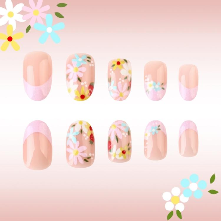 24 Stück Press-on-Nägel Kurze Falsche Nägel Vollabdeckung Aufkleb-Nagel Maniküre Nageldekoration Acrylnagel Für den Täglichen Gebrauch