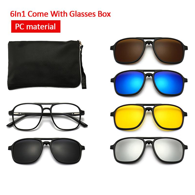 

Cycling Polarized Sunglasses Women High Quality TR90 Anti-Glare Men 6 in 1 Sets Magnet Sunshade Clip On Sun Glasses UV400 чорний