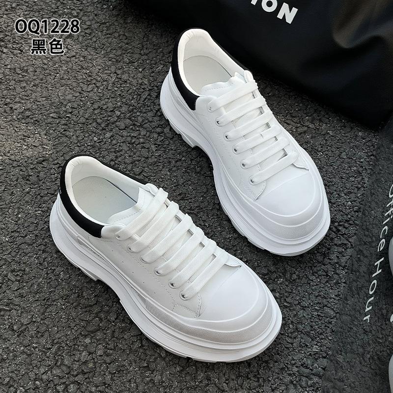 Platform McQueen spring and autumn new leather heightening short casual board shoes
