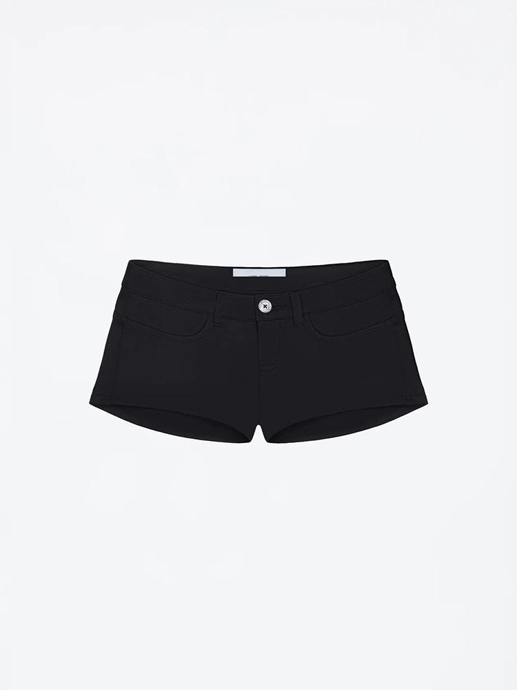 

Американские Черные Ультракороткие Шорты Низкой Посадки с Перцем: Простые, Стройнящие, Облегающие Горячие Штаны Small