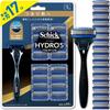 Schick Hydro 5 Premium Razor Club Pack Holder  With Blades + 16 Replacement Blad