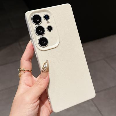 Samsung Galaxy A06 A07 A16 A26 S25 Xiaomi Poco F7 X7 Redmi for iPhone 17 16 15 Pro Max Infinix Realme Phone Cases Soft White Leather Pattern TPU Case
