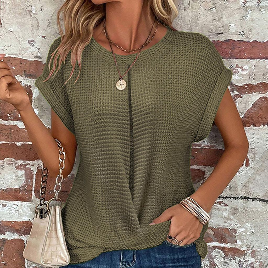 Damen T-Shirt mit Rundhalsausschnitt, Flügelärmeln, lässige Oberteile, süße T-Shirts, Sommerkleidung, trendige Basics, Tees, Kleidung