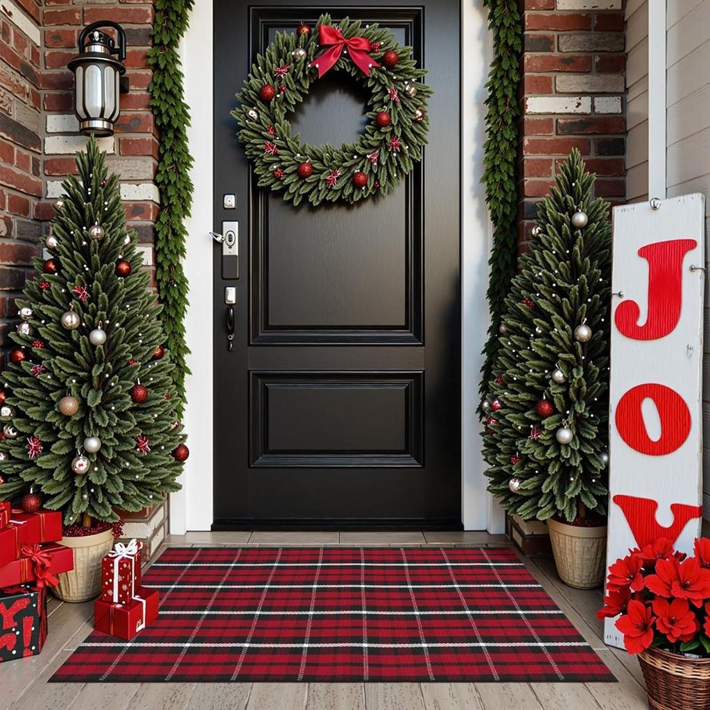 Christmas Door Mat Red Christmas Tree Bell Entrance Mats Soft Bathroom Carpet Kitchen and Household Floor Fug Holiday Decoration