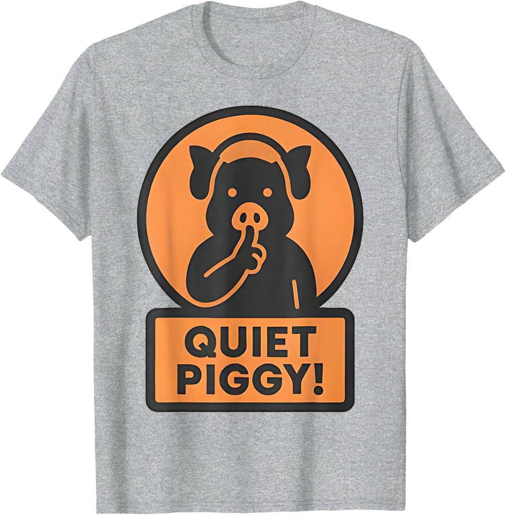 Quiet Piggy Peaceful Vibes Graphic Cute Farm Pig Unisex T-Shirt