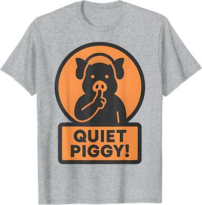 Quiet Piggy Peaceful Vibes Graphic Cute Farm Pig Unisex T-Shirt