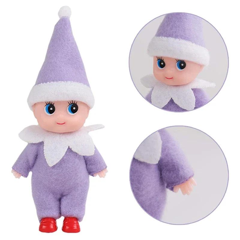 Mini Infant Doll Kawaii Christmas Plush Playthings Colorful Dollhouse Shelf Accessories Xmas Decor Gift Idea Toy Ideal for Girl Boy Children Adult