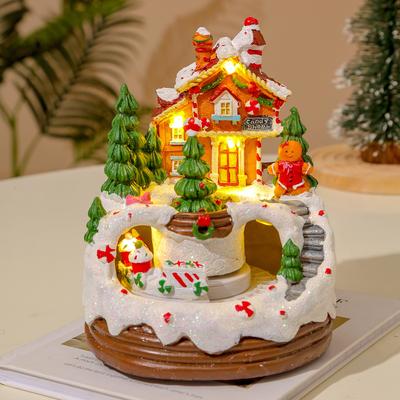 Weihnachten Kreative Ornamente Leuchtende Musik Cookies Haus Schnee Haus Weihnachten Geschenke Harz Handwerk