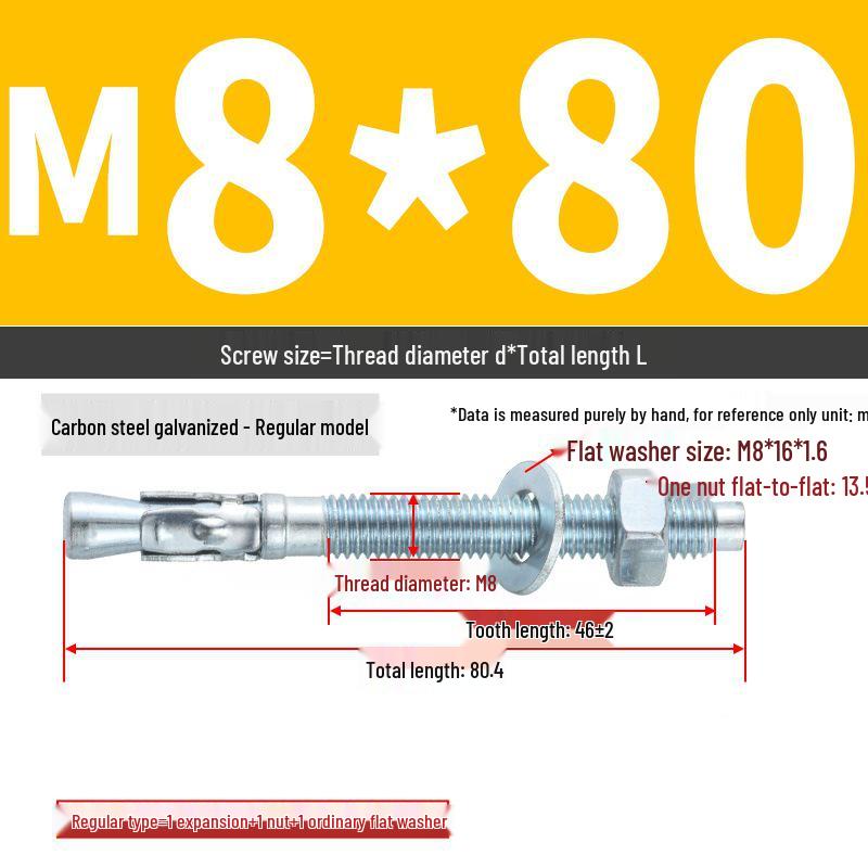 Vysoce pevný nástěnný hmoždinkový šroub pro opravy automobilů (M6/M8/M10/M12)