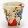 Mino Ware Teacup by Wada Hitori, Overglaze Design with Seven Lucky Gods, Gift Boxed, 105-0032