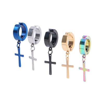Korean Stainless Steel No Ear Hole Earrings Big Cross Clip Earring Male Female Cool Punk Hip Hop Earrings Fashion Jewelry