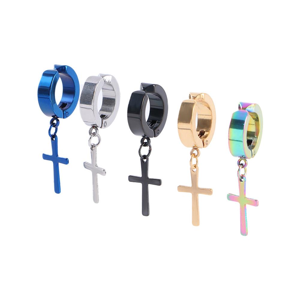 

Korean Stainless Steel No Ear Hole Earrings Big Cross Clip Earring Male Female Cool Punk Hip Hop Earrings Fashion Jewelry чёрный