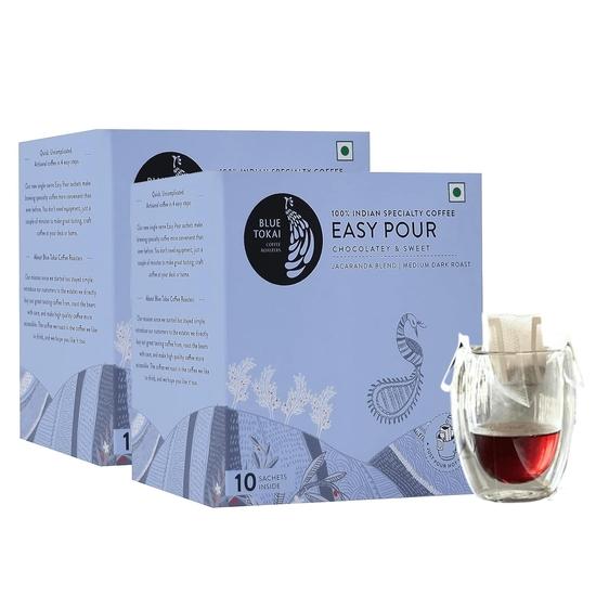 

Blue Tokai Coffee Roasters Зручні кавові пакетики для заварювання методом пуровер | Середньо-темний обсмаження | Упаковка 2 шт. | По 10 пакетиків у кожній упаковці | Готові до заварювання за 2 хвилини 300GM