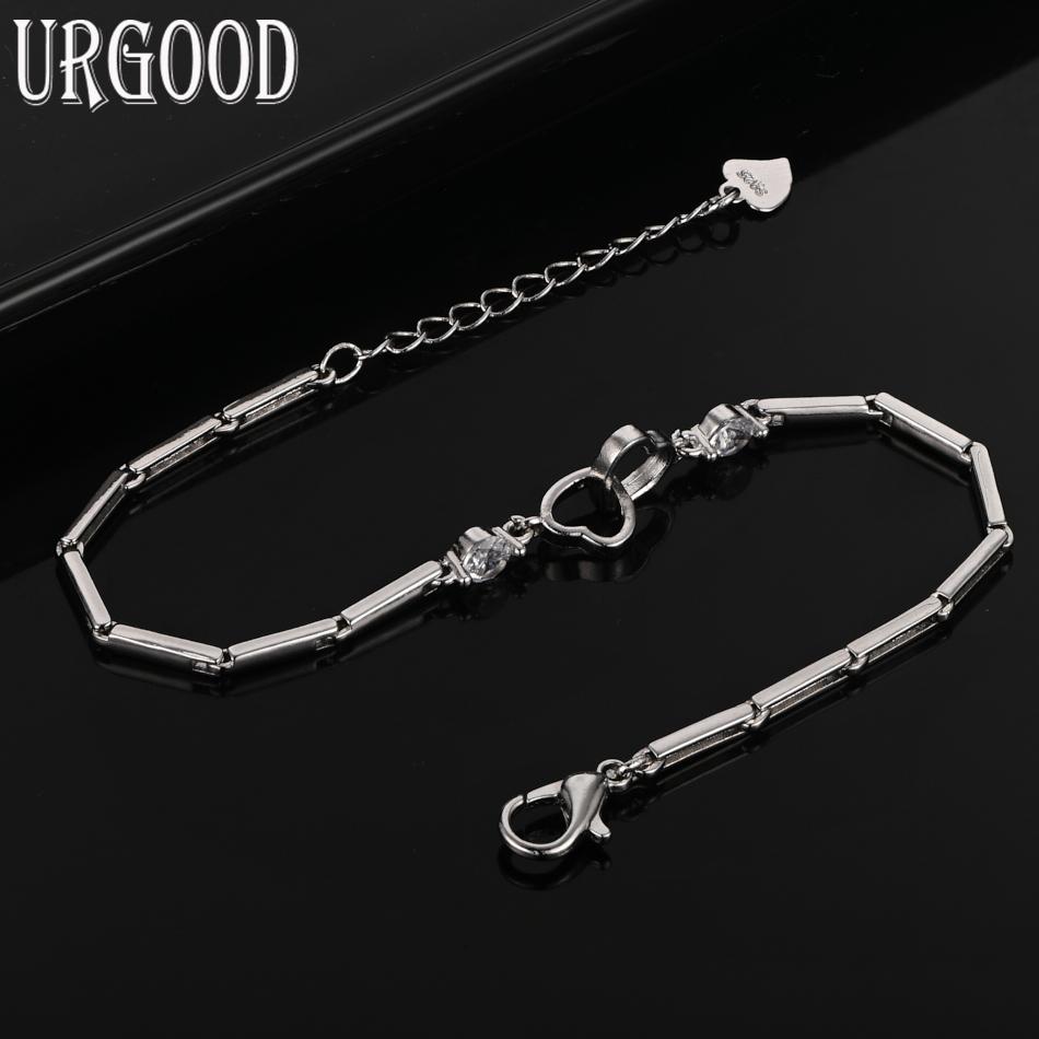 925 Sterling Silver Charm Bracelet Gift Wedding Jewelry