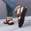 Herren Schwarz Leder Sandalen Sommer Braun Outdoor Wandersandalen Outdoor Breite Zehenpartie Strandschuhe für Vater Übergröße