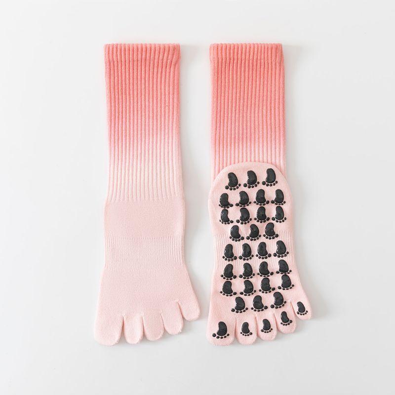 

Five-Finger Yoga Socks Non-Slip Professional Women-Toe Pilates Special Socks Long Tube Indoor Sports Training Thin Gradient five-finger yoga socks Rouge [1 pair]]