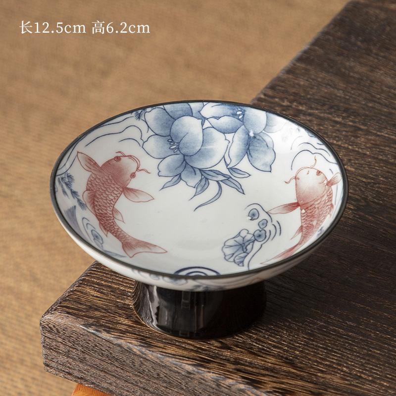 Čínska keramická miska na ovocie Modrobiely porcelán Vysoká noha Tanier na čajové pečivo Vynikajúci keramický šperk Tácka na odkladanie čajových šálok