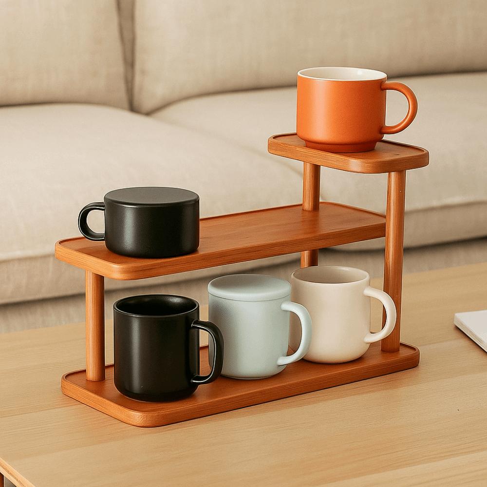 Bamboo Cup Holder Large Capacity Doll Figures Model Shelf Water Bottle Holder  Office