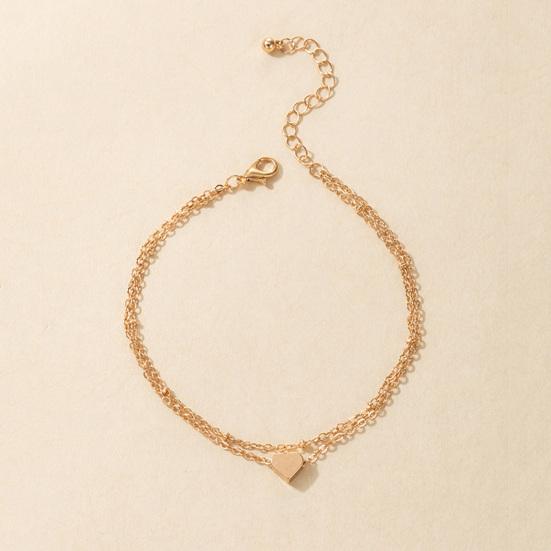 Double Layered Women Anklet Heart Pendant Adjustable Elegant Chain Anklet Foot Jewelry
