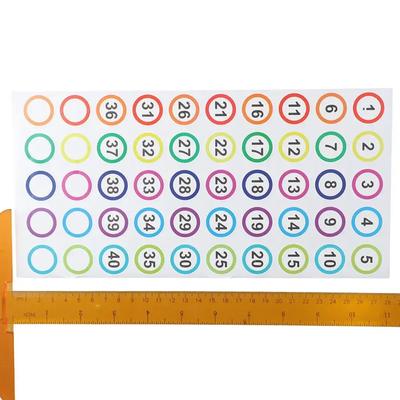 500Pcs 1-40 Numbers Stickers Self Adhesive Round Stickers Tags 1 Inch Colorful Label Home