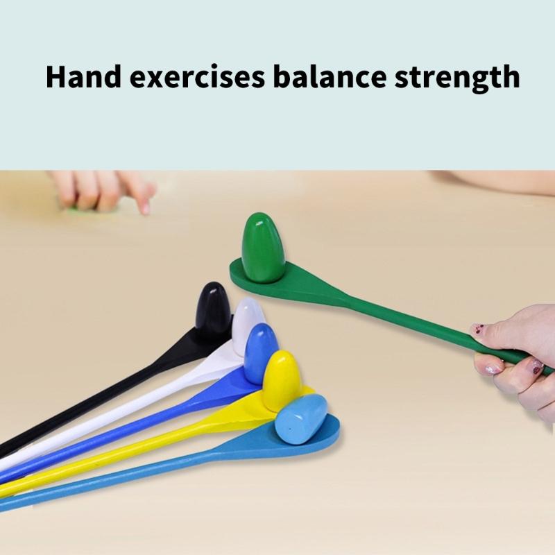 12Pieces Wood Eggs Spoon Race Game Toy for Outdoor Easter Hunting Parties Kids Group Coordination Activity Supply Toy