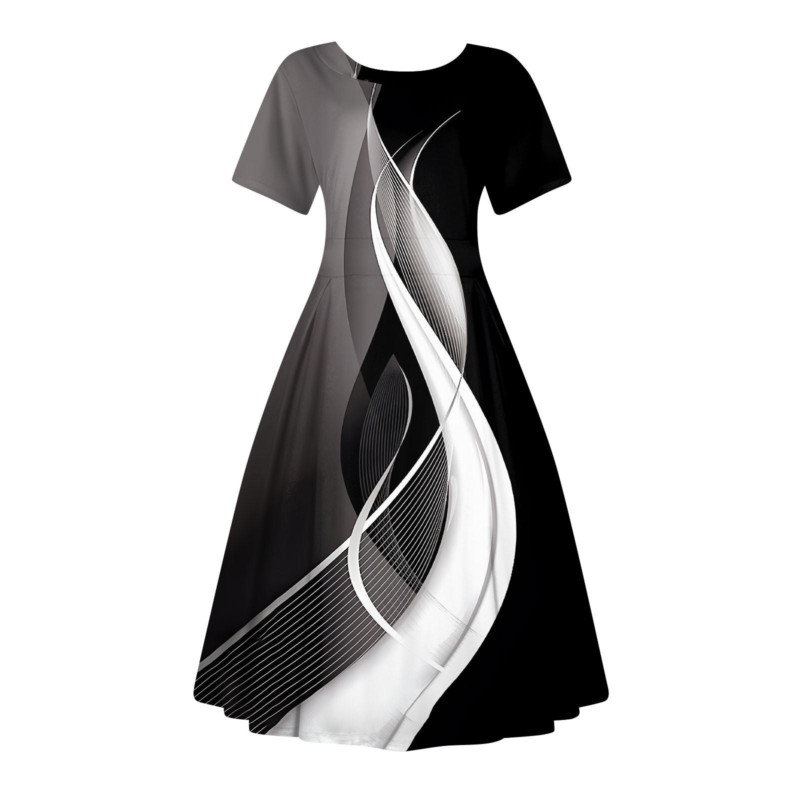 

Женское повседневное модное платье с винтажным принтом, круглые платья миди с коротким рукавом и длинными большими распашными платьями XXXXXL