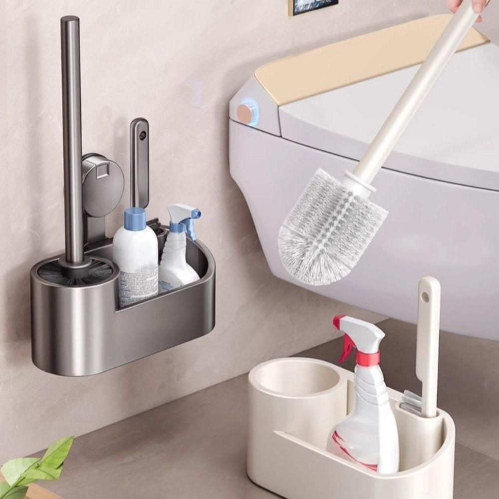 Suction Cup Mount Wall Mounted Toilet Brush Vertical Toilet Brush  Household Cleaning