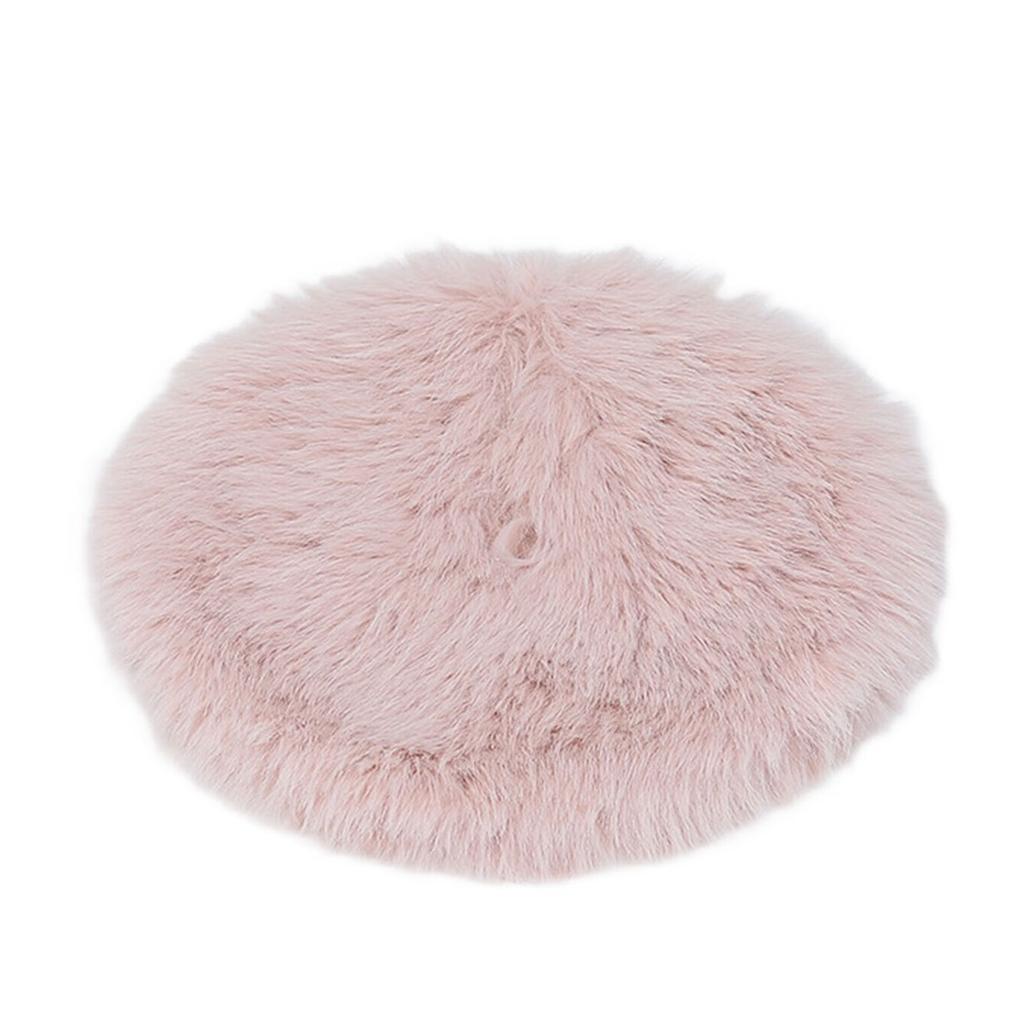 Large Christmas Tree Skirt Soft Long Pile Fabric Plush Mat for Festival Home Decoration Solid Color Tree Base Ornament
