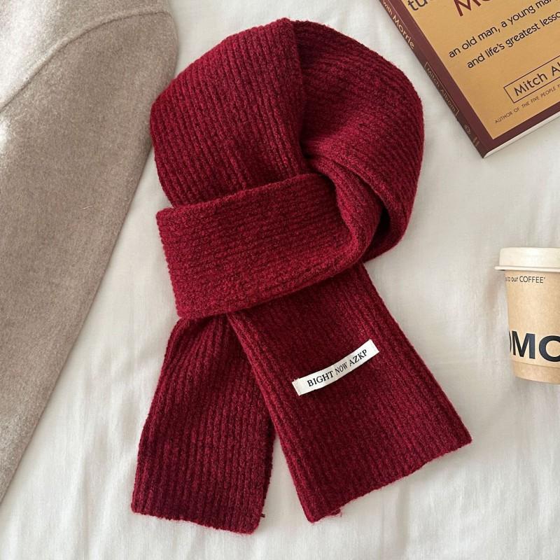 Korean Style Solid Color Knitted Scarf Women Warm Thick Neck Warmer Winter Accessory