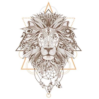 [P5449] - Sheet of Stickers 'Boho' (Lion) - 50x70 Cm