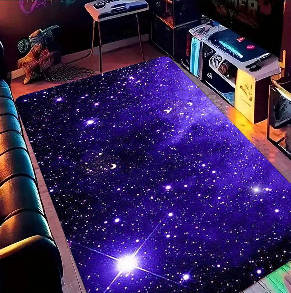 

Tappeto Nebulosa Cosmica Viola per Sala Giochi, Soggiorno, Camera da Letto, Antiscivolo, Grande Tappeto con Motivo Notte Stellata 40x60cm