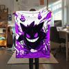 Purple Gengar Pattern Flannel Blanket, High Quality Comfortable for All Seasons, Home Decor, Warmth and Comfort, Perfect for Gifts.