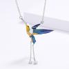 2026 Moda Creativa Pastorale Set Tre Pezzi Anello Collana Orecchini Colibrì Animale Pianta Resina Colorata Gioielli