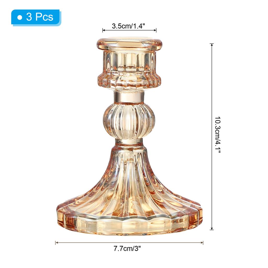 3/6pcs Glass Candlestick Holders Clear Diamond Taper Vertical Stripe Taper Candle Holders for Table Centerpiece Party Home Decor