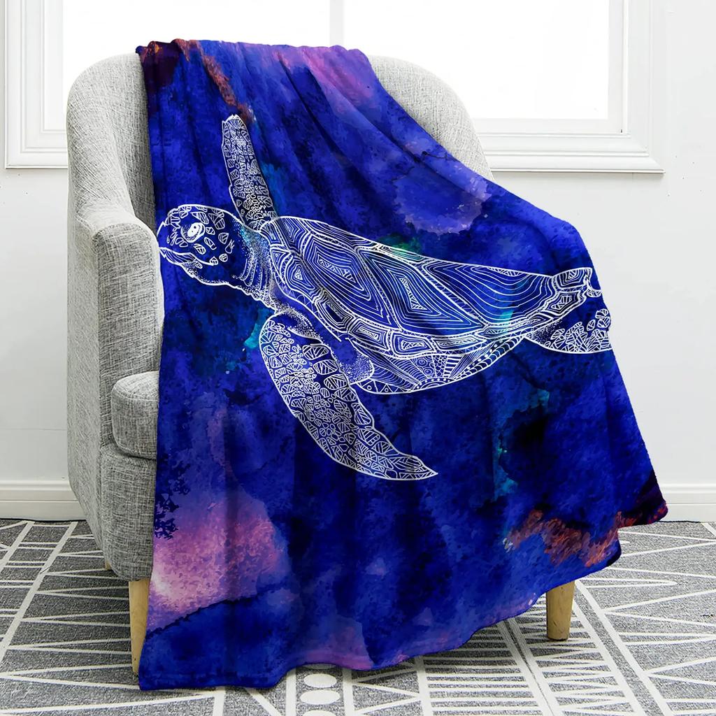 Flannel Fleece Bed Blankets Lightweight Cozy Throw Blanket for Couch Sofa Bedroom Adults Teen Sea Turtle Ocean Animal Landscape