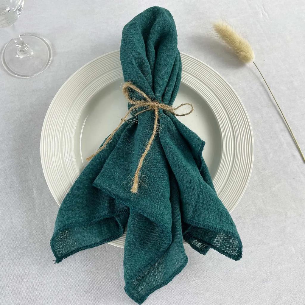 10PCS Decoration Mariage Gauze Crepe Cloth Napkins Pure Cotton Fabric Wedding Decor Everyday Use Dinner Tea Towel Table Village