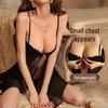 Elegant Lace Sheer Mesh Nightdress - Bust Enhancing, Plus Size, Thin Steel Ring, Sexy Summer Sling for Women