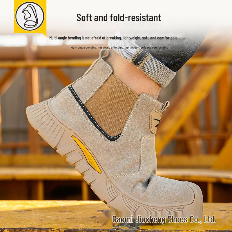 Suede Electric Welding Shoes: Anti-smash, Anti-puncture, Comfortable, Wear-resistant, Soft Sole, Easy-wear Labor Protection.