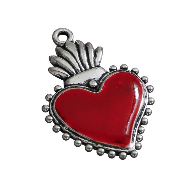 Gothic Heart Shape Pendant Vintage Alloy Jewelry Charm Jewelry Findings for DIY Necklace Earrings Making Accessory