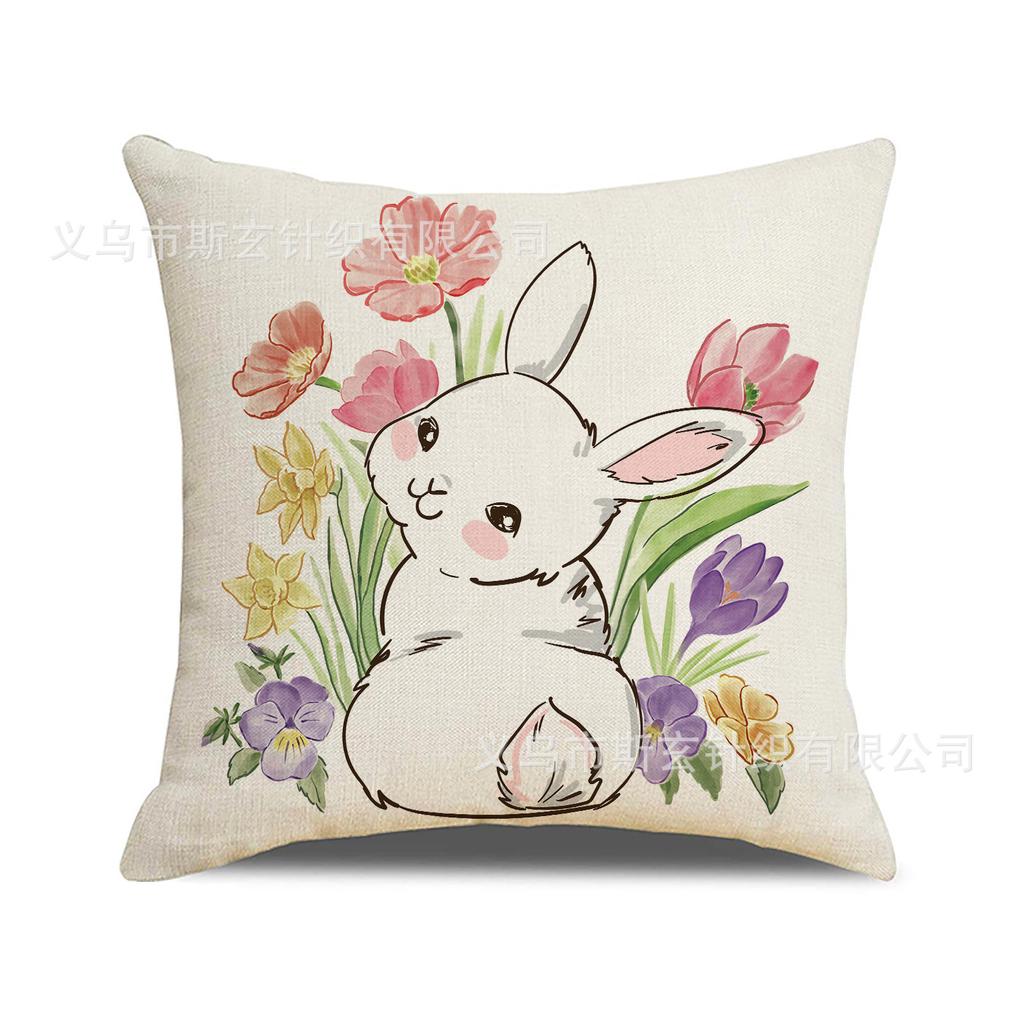 Easter Flowers Throw Pillow Covers With Digital Printing Of Short Plush Fabric Car-Shaped Sofa Cushion For Office Home Decor