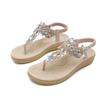 Plus Size 36-41 Shoes for Women Summer New Round Toe Flip Flops Fashion Rhinestone Ladies Sandals Roman Crystal Platform Elastic