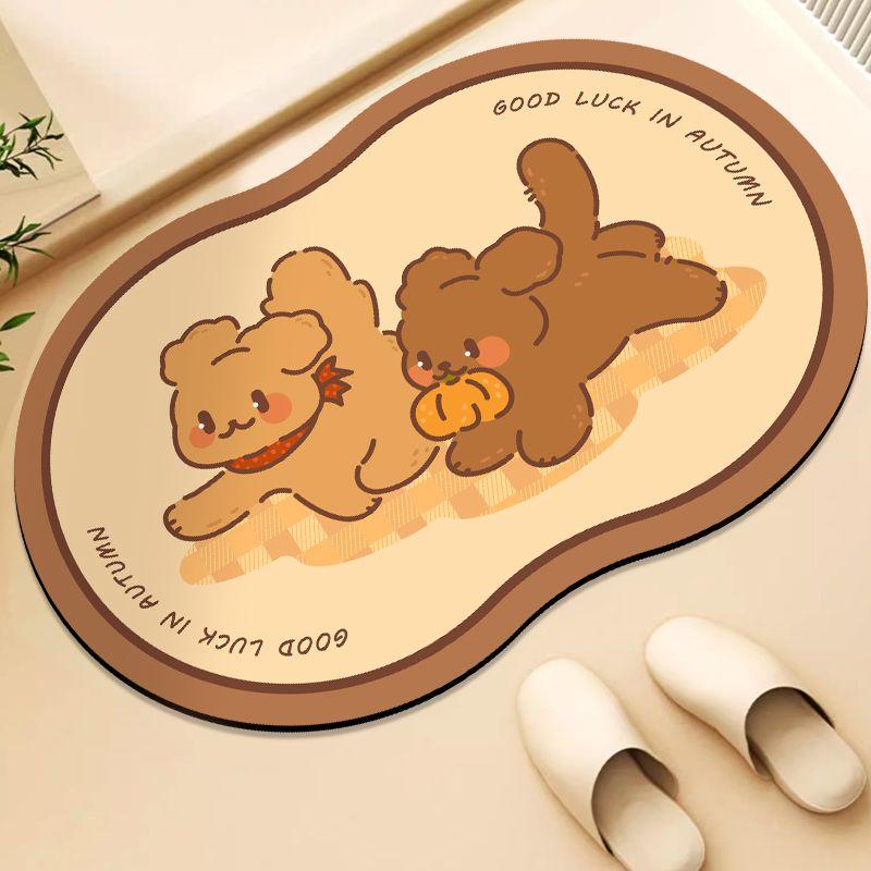 Soft Diatomaceous Earth Bathroom Floor Mat, Quick Drying Absorbent Mat At the Bathroom Entrance, Anti Slip and Anti Fall