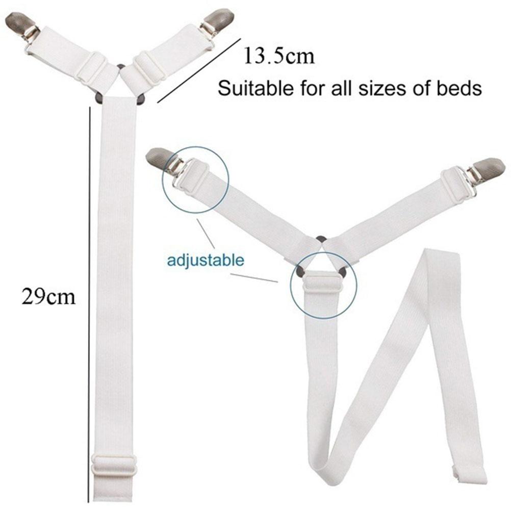 6pcs Adjustable Bed Sheet Fasteners Anti Slip Sheet Clips & Holders White