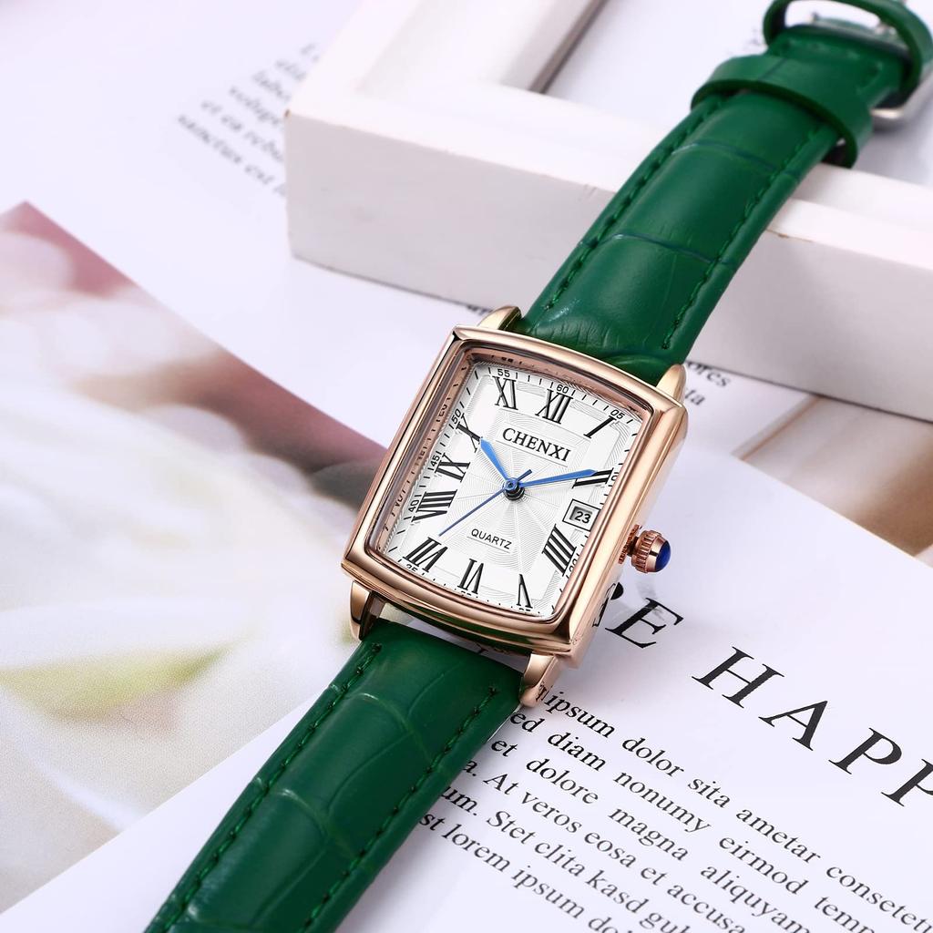 Leather Roman Analog 3ATM Water Square Popular Antique Perfect for or Day Ladies' Watch, Strap, Numerals, Display, Calendar, Resistance, Shape, Style,