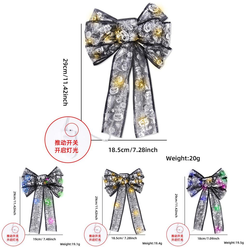 Stunning Halloween Bow Decoration With Glowing Skeleton And Pumpkin Designs For Festive Parties