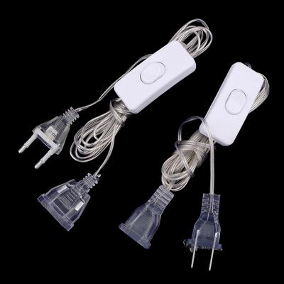 1Pc Plug Extender Wire With Switch Eu/Us Plug For Led String Light Wedding Christmas Decor Led Garland Lights